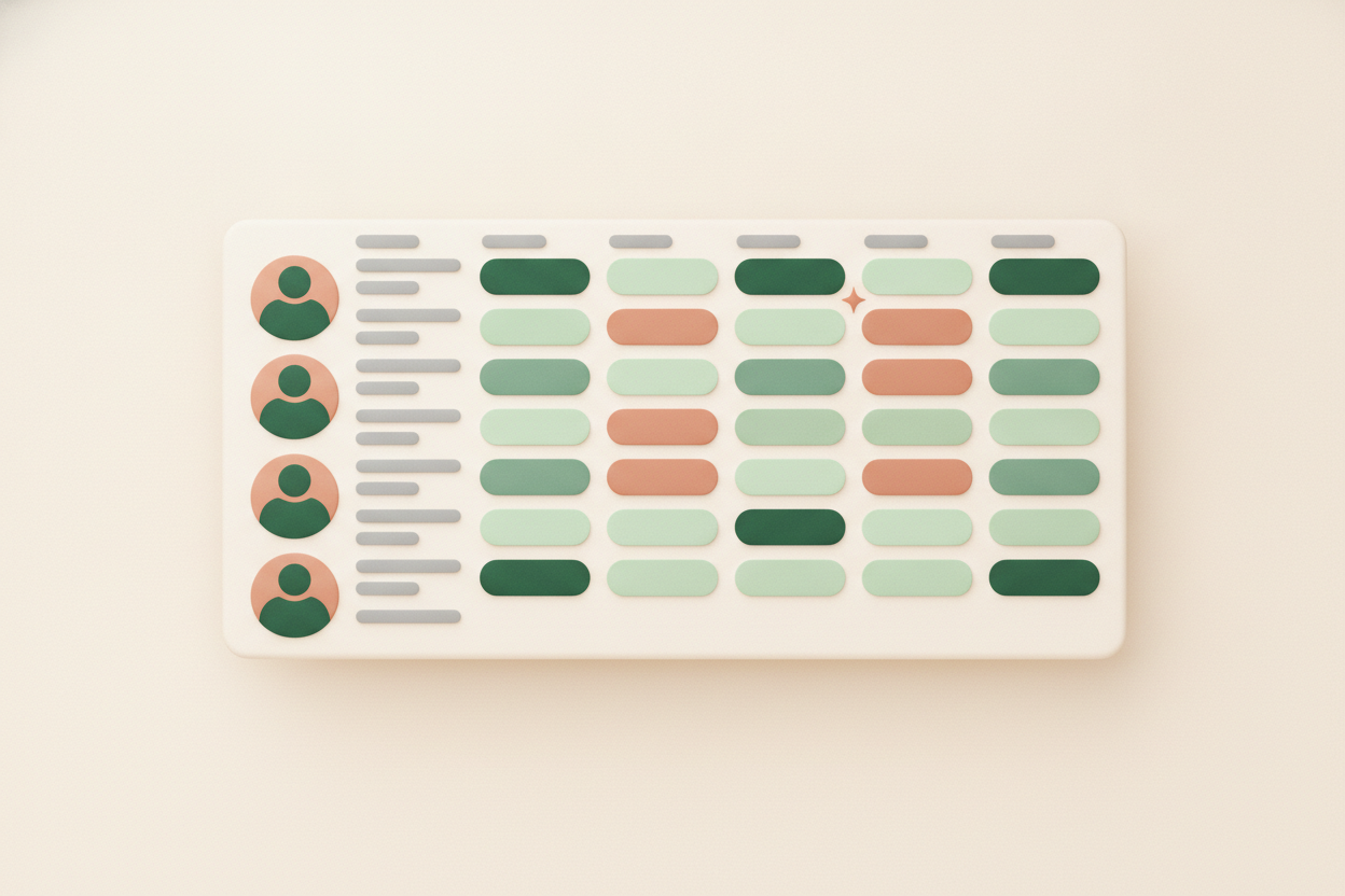 PA EasyTadbir arranging a weekly staff shift roster